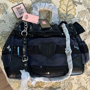Juicy couture bag shoulder velvety blue and sequins black
